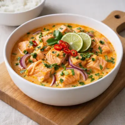 Recette saumon lait de coco thaïlandais au citron vert