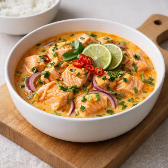 Recette saumon lait de coco thaïlandais au citron vert