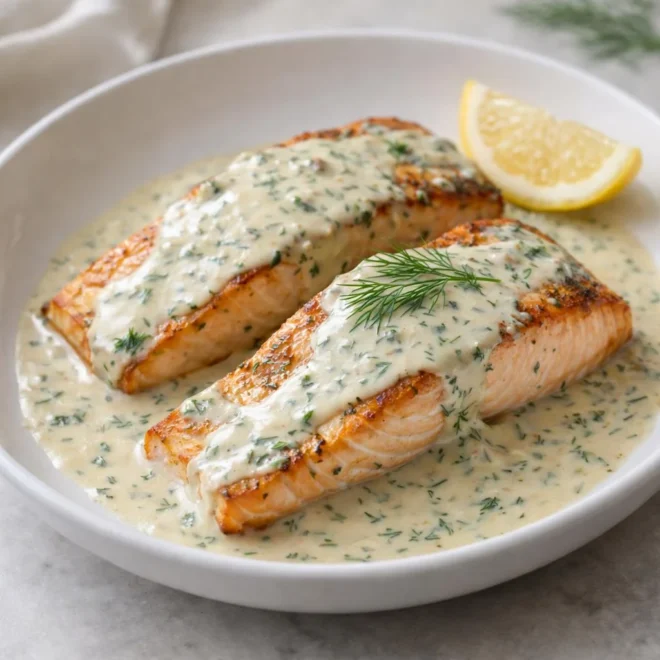 Saumon poêlé à la crème d’aneth citron
