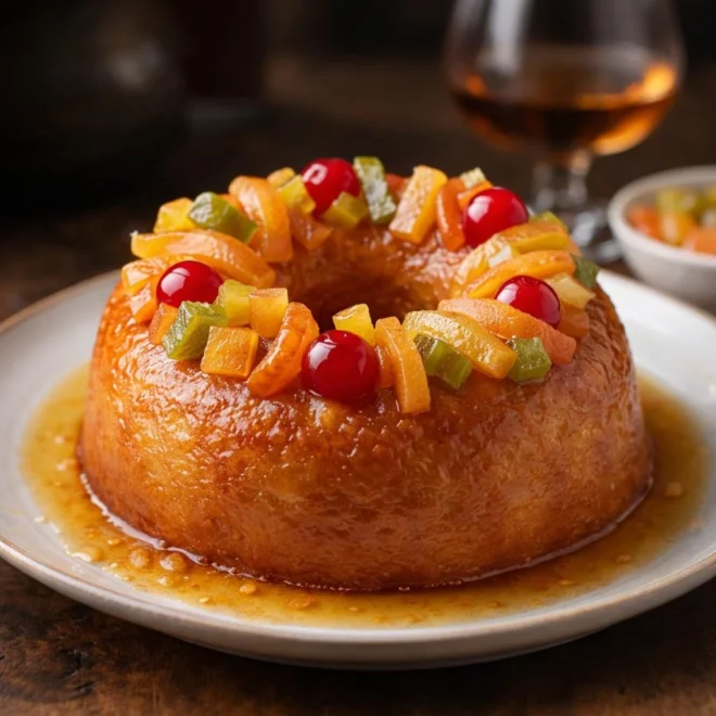 Savarin au rhum ambré et fruits confits : la recette