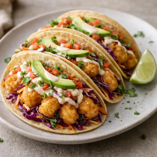 Tacos aux crevettes en beignet : crousti-frais au citron ver
