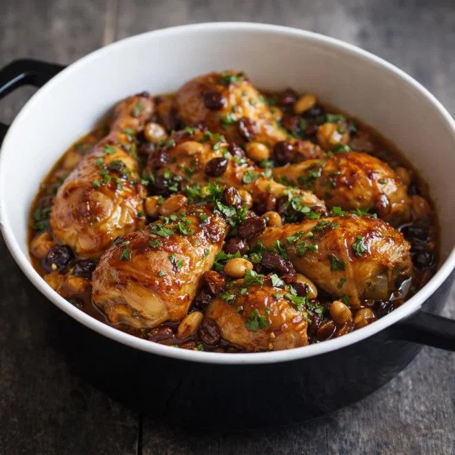 Recette tajine de poulet au miel et raisins secs