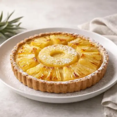 Tarte à l’ananas pâte sablée vanille (maison)