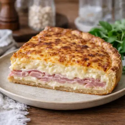 Tarte façon croque-monsieur jambon comté gratiné
