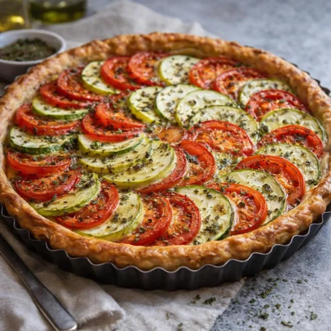 Tarte légère courgette tomate à la pâte feuilletée