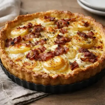 Tarte rustique aux pommes de terre lardons chèvre