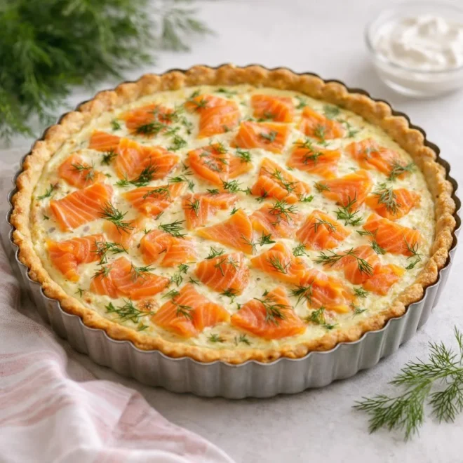Tarte au saumon fumé à l’aneth, crème légère