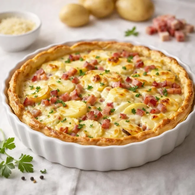 Tarte savoyarde aux pommes de terre et lardons fumés
