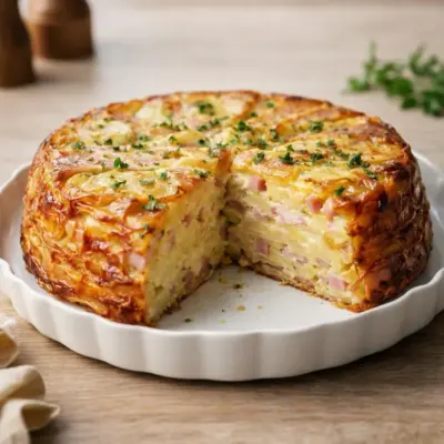 Tarte tatin de pommes de terre au jambon : gourmande
