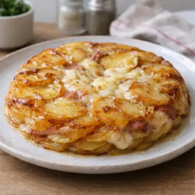 Tarte tatin salée pommes de terre reblochon jambon