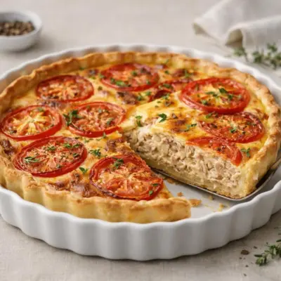 Tarte au thon et tomates à la moutarde de Dijon