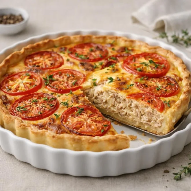 Tarte au thon et tomates à la moutarde de Dijon