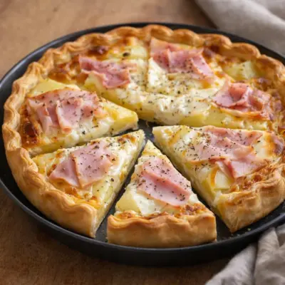 Tartelette tartiflette au jambon blanc, crème gratinée