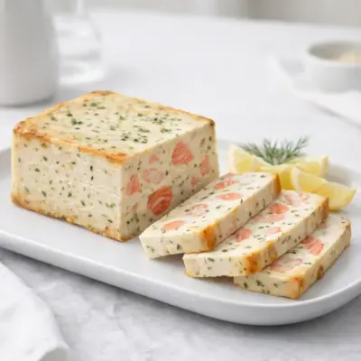 Terrine de poisson froide : cabillaud, saumon, crevettes
