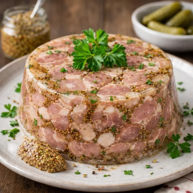 Terrine froide de jambonneau à la moutarde à l’ancienne