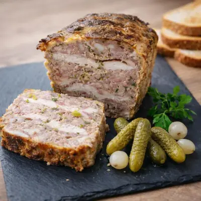 Terrine rapide aux viandes et cornichons, moelleuse