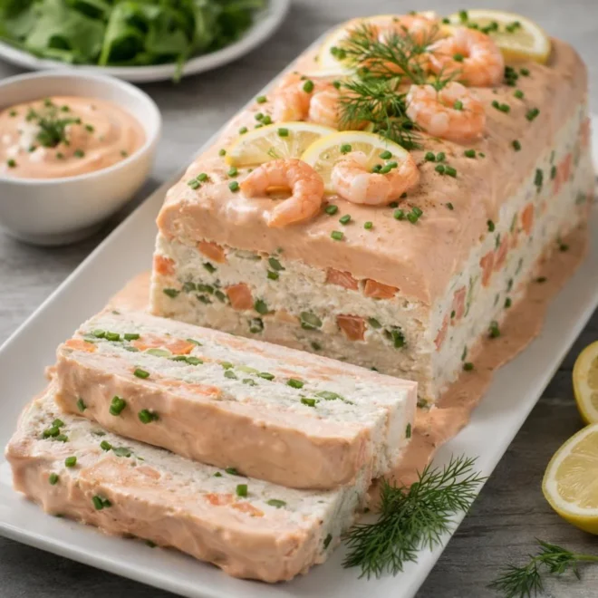 Terrine de saumon et colin sauce cocktail citronnée