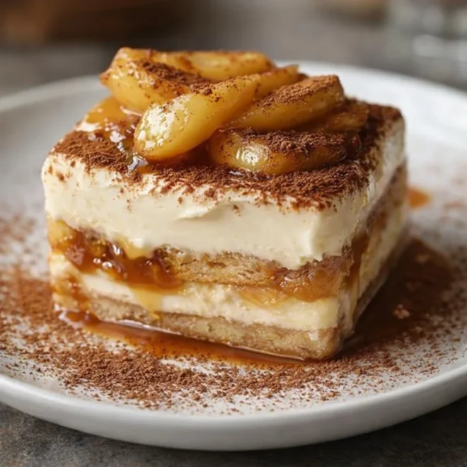 Recette tiramisu au beurre salé caramélisé poires pommes