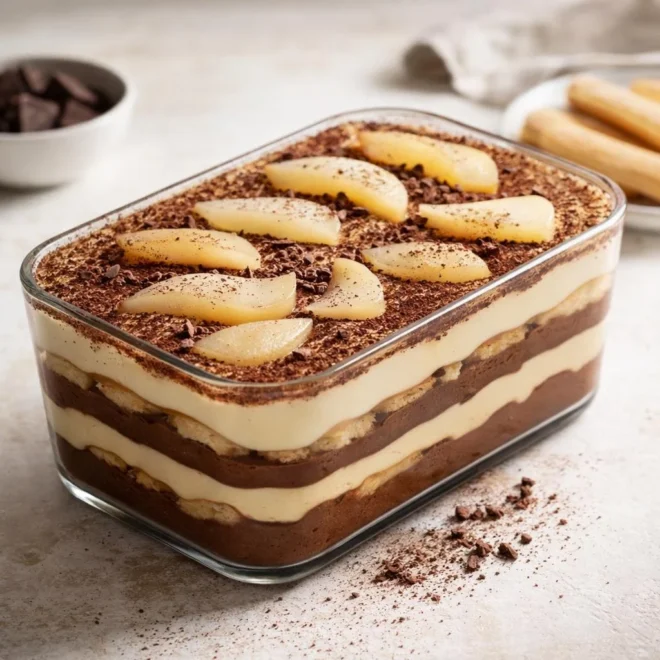 tiramisu chocolat poires au sirop : recette facile