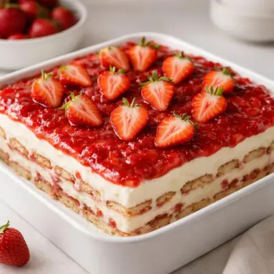 Tiramisu aux fraises sans œufs : facile et frais