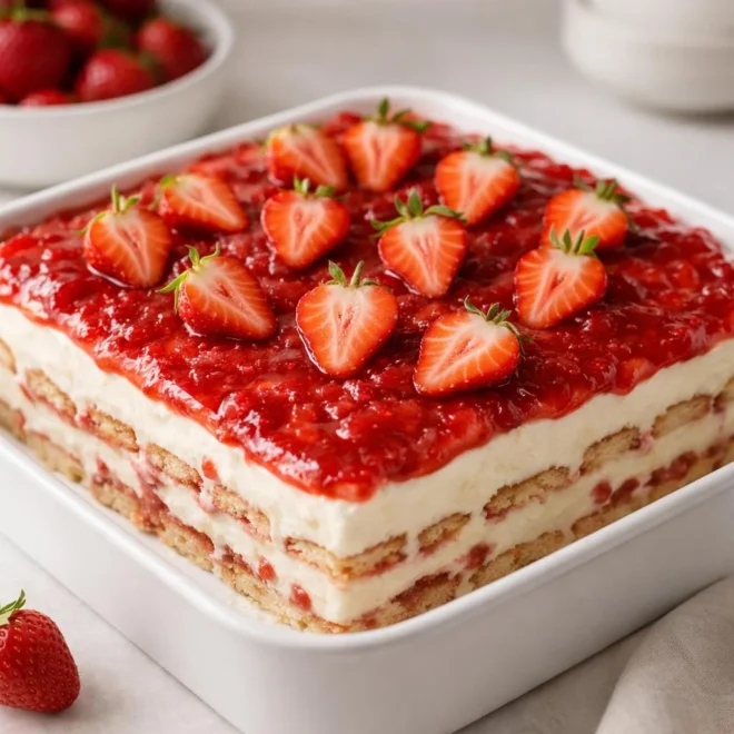 Tiramisu aux fraises sans œufs : facile et frais