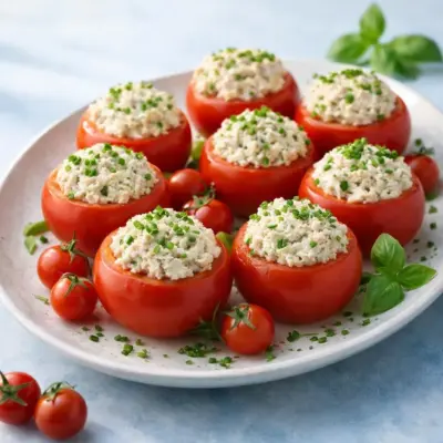 Tomates farcies à la mousse de thon et fromage frais