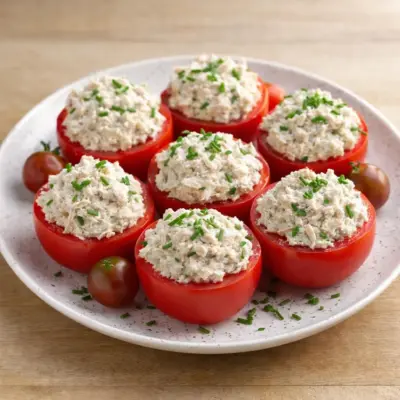 Tomates farcies au thon et fromage frais : entrée froide