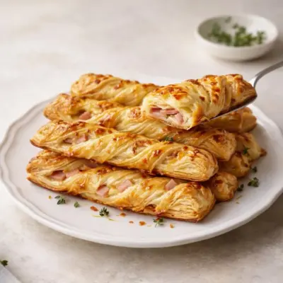 Torsades feuilletées au jambon et fromage, recette facile
