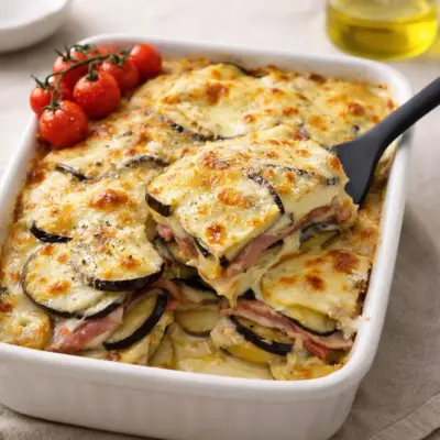 Tortino d’aubergines et pommes de terre au four