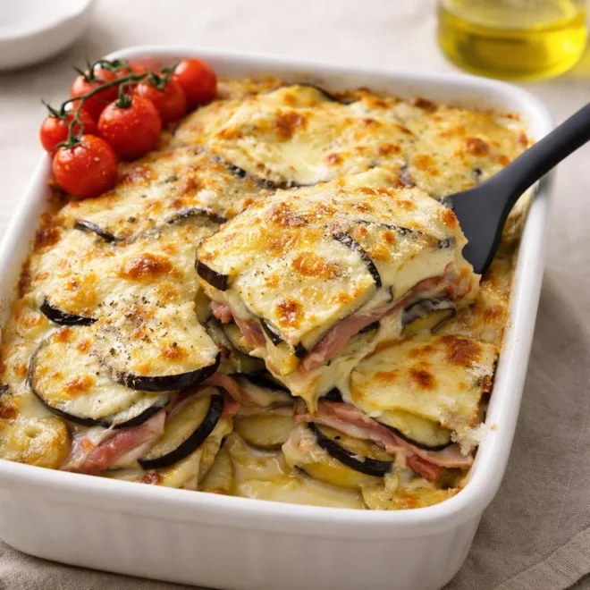 Tortino d’aubergines et pommes de terre au four