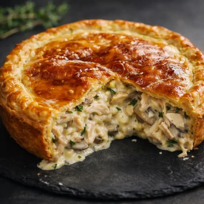 Recette tourte poulet champignons façon anglaise