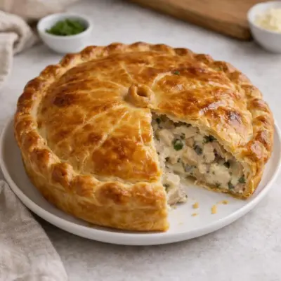 Tourte salée poulet champignons crème au fromage