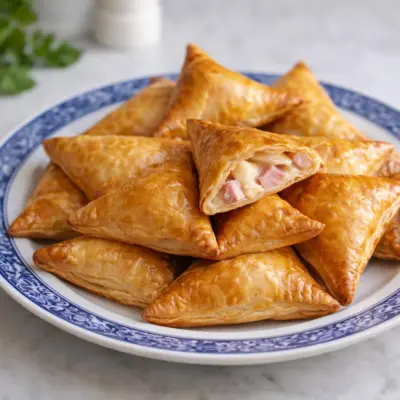 Triangles croustillants au fromage et jambon au four
