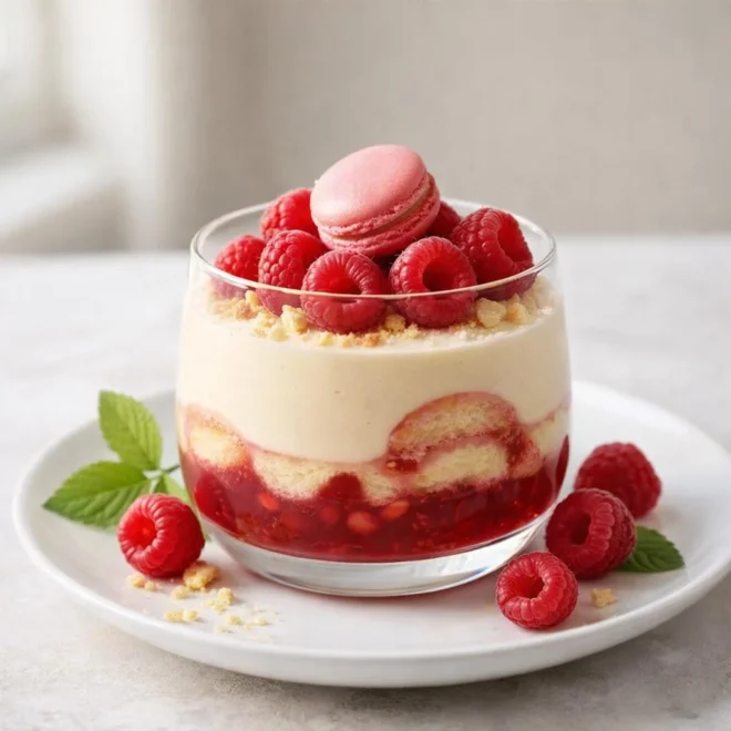 Verrine framboise macaron mascarpone, facile et fraîche