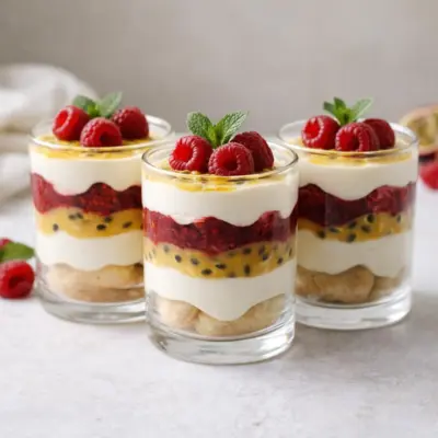 Recette verrines tiramisu passion framboises