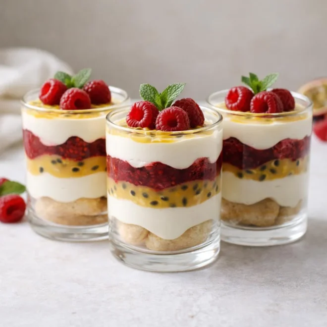 Recette verrines tiramisu passion framboises