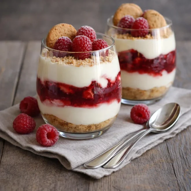 Verrines framboises mascarpone crème vanille