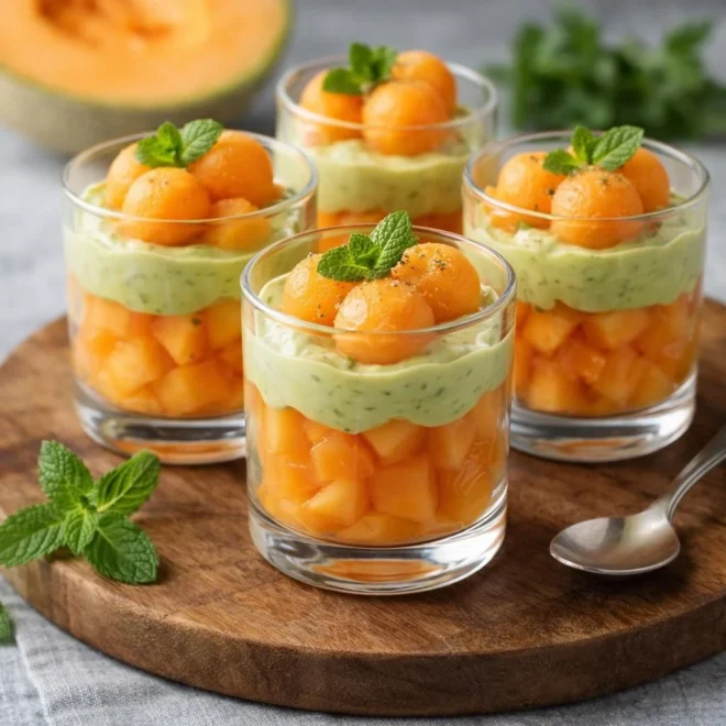 Verrines de melon à la crème d’avocat – frais et léger