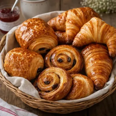 Viennoiserie maison croissants, pains au chocolat & escargot