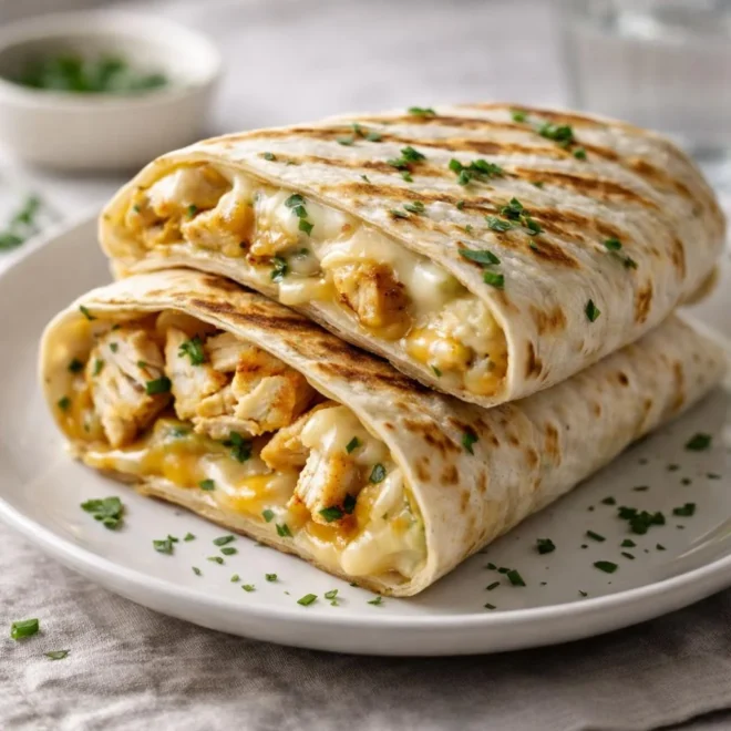 Wrap grillé au poulet et fromage fondu : recette facile