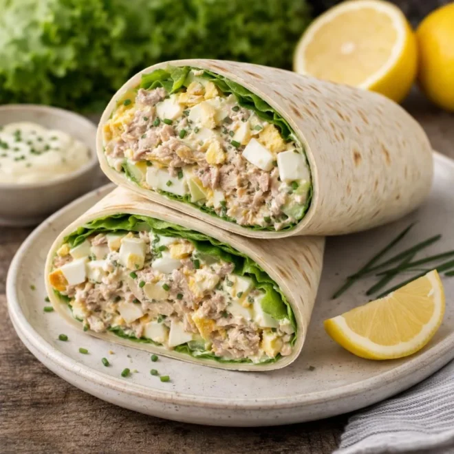Wraps au thon, œufs durs & mayonnaise citronnée