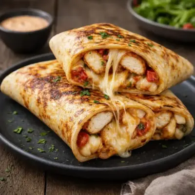 Wraps croustillants au poulet et fromage fondu