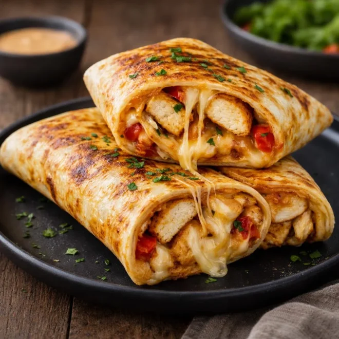 Wraps croustillants au poulet et fromage fondu