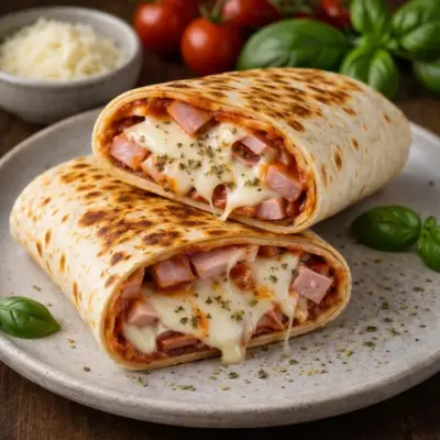 Wraps façon pizza au jambon et mozzarella, fondants