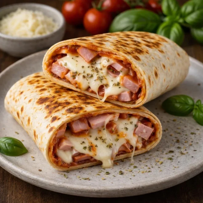 Wraps façon pizza au jambon et mozzarella, fondants