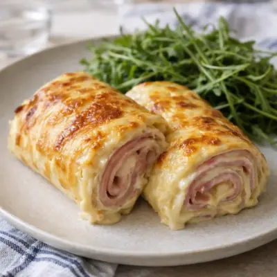 Wraps gratinés au jambon et au comté au four