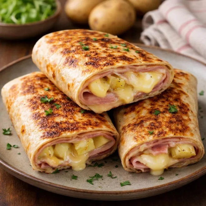 Wraps jambon-raclette et pommes de terre : fondants