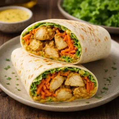Wraps au poulet curry : carottes & salade croquante