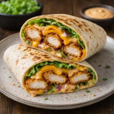 Wraps au poulet pané cheddar : sauce burger