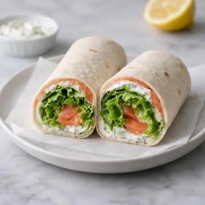 Recette wraps saumon fumé : crème citronnée & salade